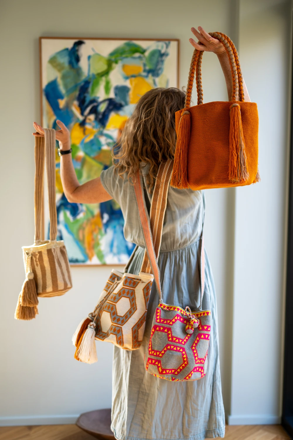 wayuu bags on a human tree